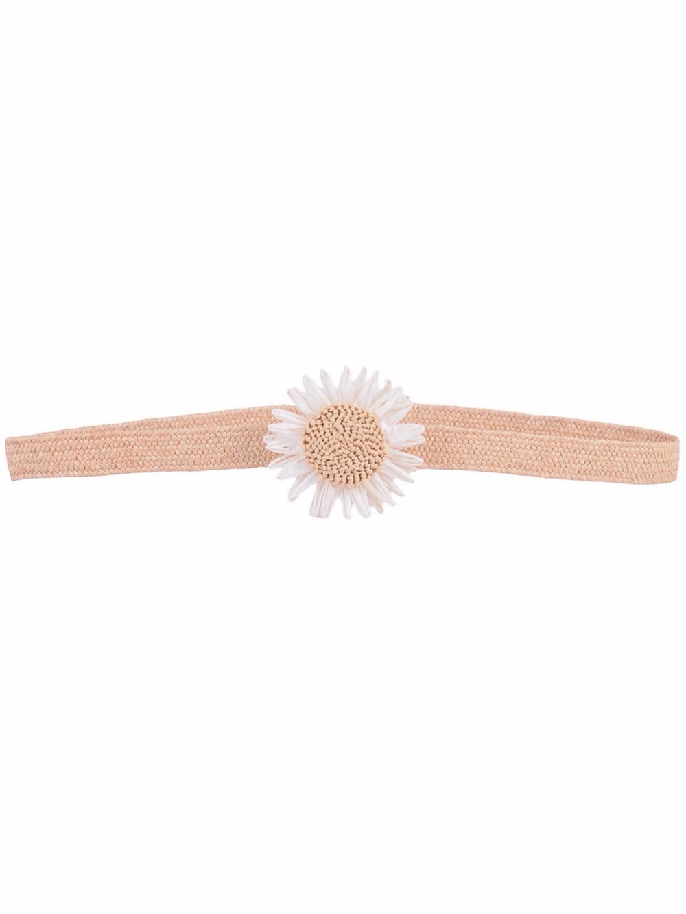 Beige Straw Daisy Elastic Belt